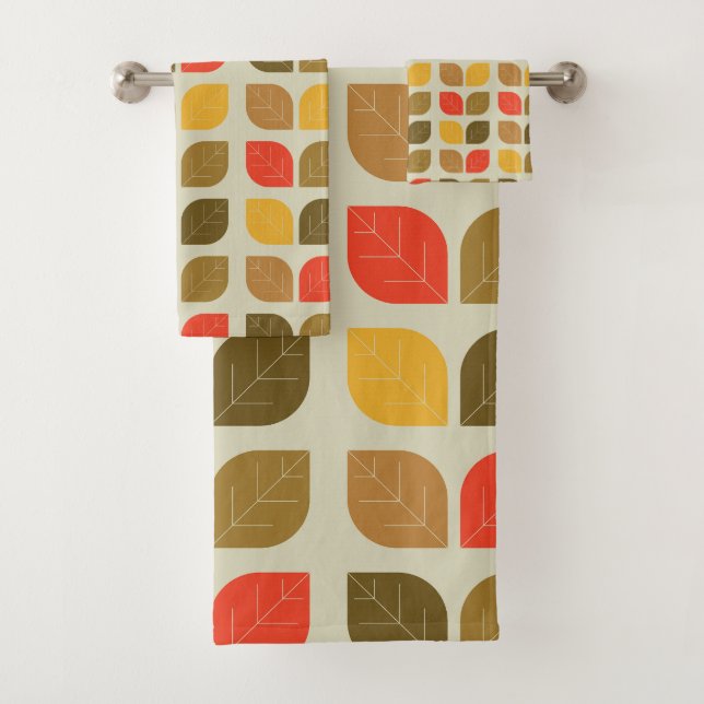 Mod Blätter Herbst Geometrisches Muster Badhandtuch Set (Insitu)
