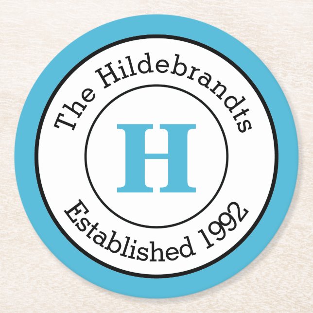 Mod-blaue kundenspezifische runder pappuntersetzer (Vorderseite)