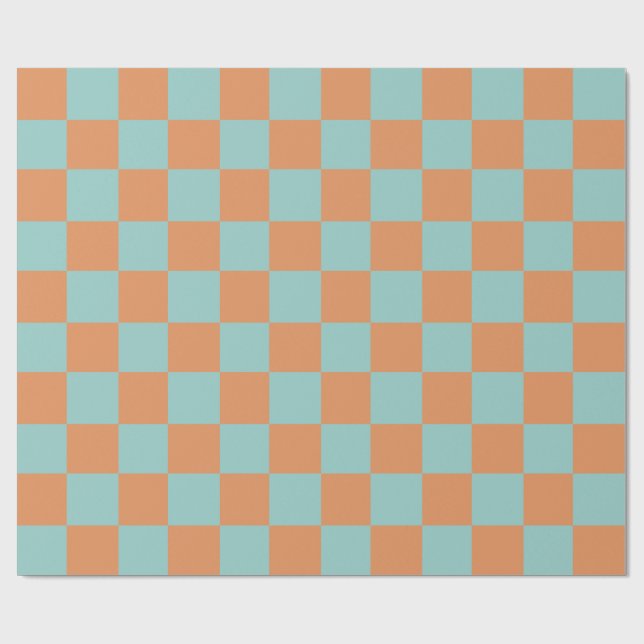 mod blaue und orange Quadrate. Geschenkpapier (Flach)