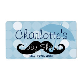 Mod Blue Dot Mustache Baby Dusche Wasser Flasche