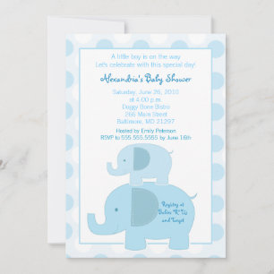 Mod Blue Elephants 12x18 Baby Dusche Einladung