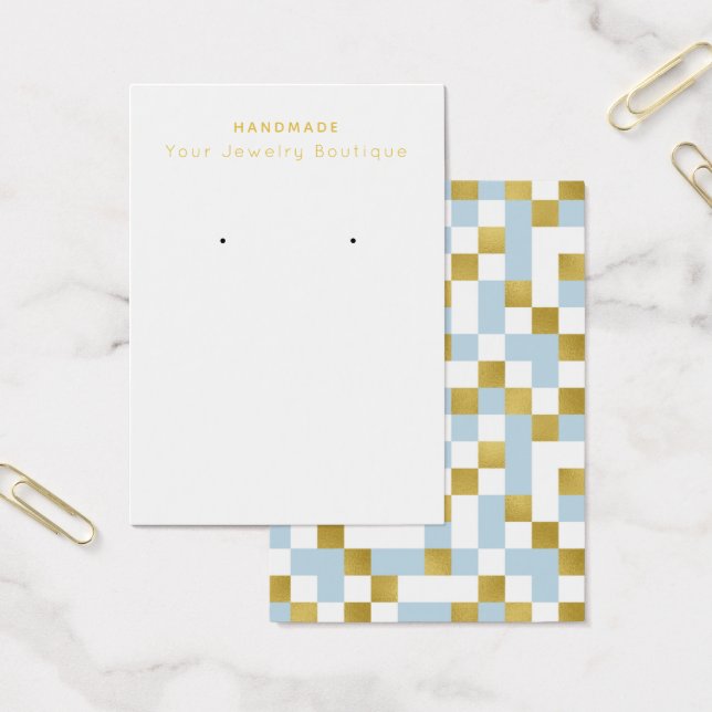 Mod Blue Gold Checkerboard Earring Display Cards (Büro)
