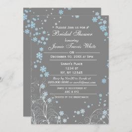 Mod Blue Gray Winter Brautparty laden ein Einladung