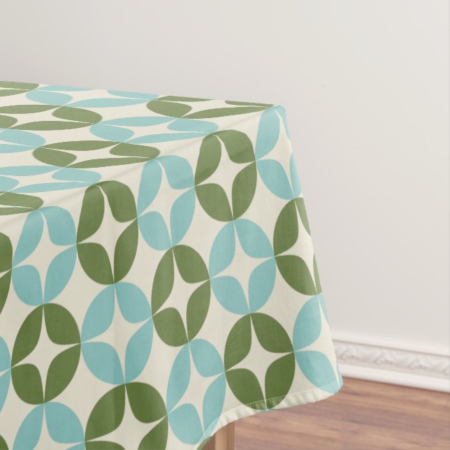 Mod Blue Sage Green Festive Geometric Mitte Jahrhu Tischdecke (Beispiel)