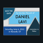 Mod Blue Shapes Save the Date Postcard II Postkarte<br><div class="desc">Eine zweite Save the Date Postkarte,  die mit der Mod Blue Shapes-Auflistung koordiniert wird.</div>