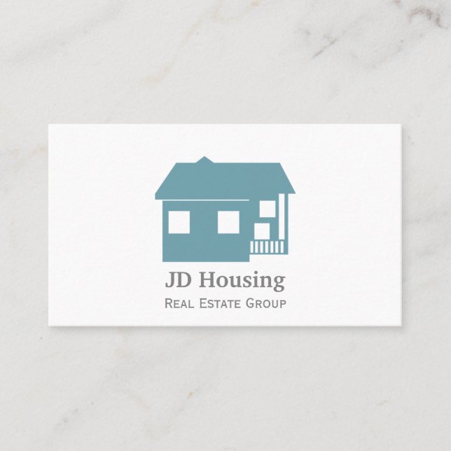 Mod Blue White Classy Real Anwesen Visitenkarten Visitenkarte (Vorderseite)