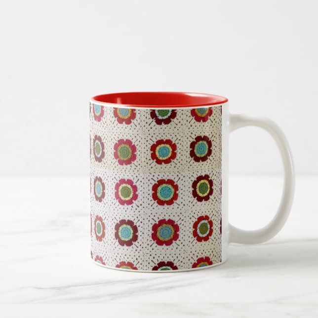 Mod-Blumendecke 11 Unze Zwei-Ton Tasse (Rechts)