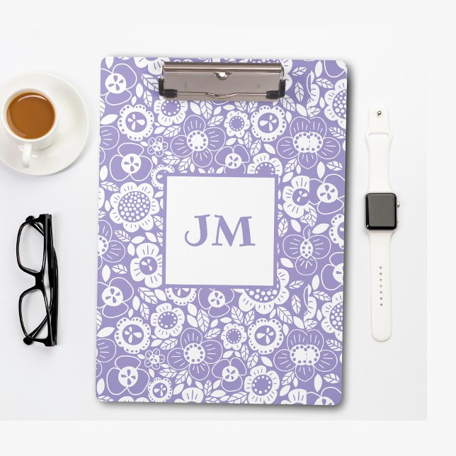 Mod-Blumenmuster mit Initialen Klemmbrett (Von Creator hochgeladen)