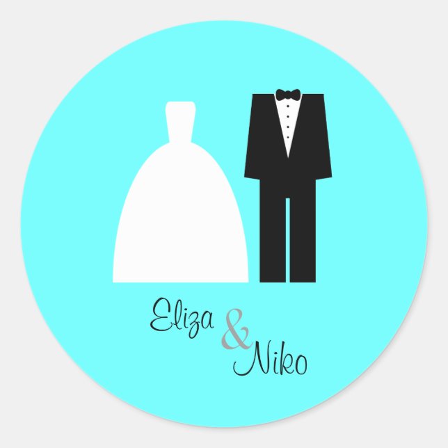 Mod Bride & Groom Siegel Sticker (Vorderseite)
