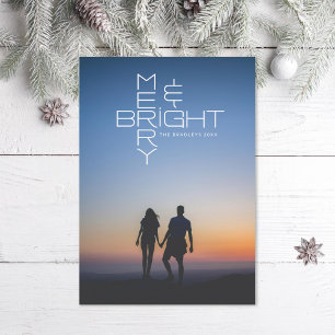 Mod Briefing Merry and Bright Holiday Foto Card Dankeskarte