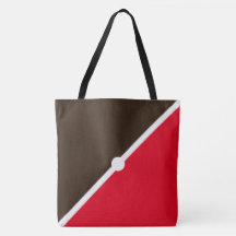 Mod Bright Red Cocoa Brown Diagonal Color Block