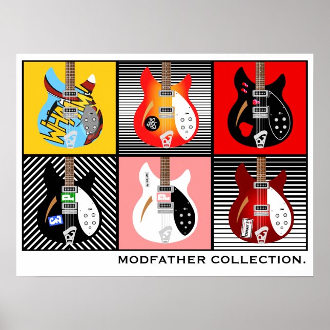 Mod Brit Pop Elektrogitarrenkollektion Poster (Vorne)