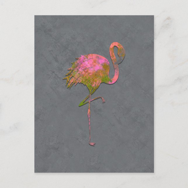 Mod Colorful Summer Flamingo Chic Modern Grau Postkarte (Vorderseite)
