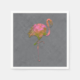 Mod Colorful Summer Flamingo Chic Modern Grau Serviette