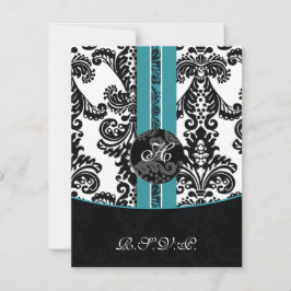 Mod Damask aqua uAwg standard 3,5 x 5 RSVP Karte