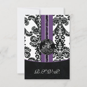 Mod Damask lila Rsvp-Karten Standard 3.5 x 5 RSVP Karte