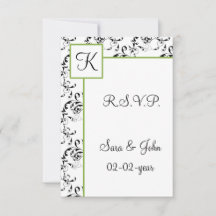 Mod Damask wedding R.S.V.P Standard 3.5 x 5
