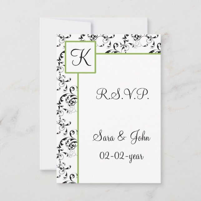 Mod Damask wedding R.S.V.P Standard 3.5 x 5 RSVP Karte (Vorderseite)