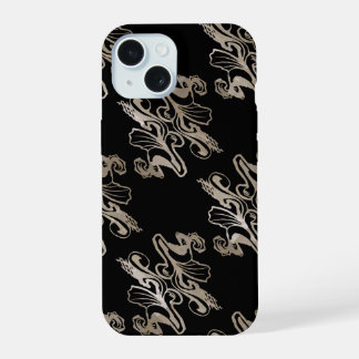 Mod-Damast-Textur (silber und schwarz) iPhone 15 Hülle