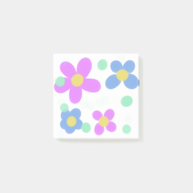 Mod Dots Blumendruck Post-it Klebezettel (Vorderseite)
