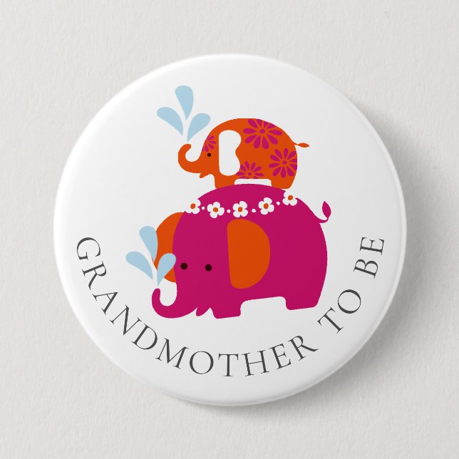 Mod Elephant Baby Dusche Großmutter zu sein Button (Vorderseite)