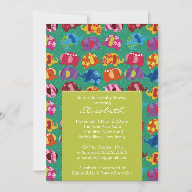 Mod Elephant Baby Shower Einladung Limon (Vorderseite)
