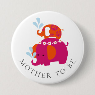 Mod Elephant Baby Shower Mother to Be Button
