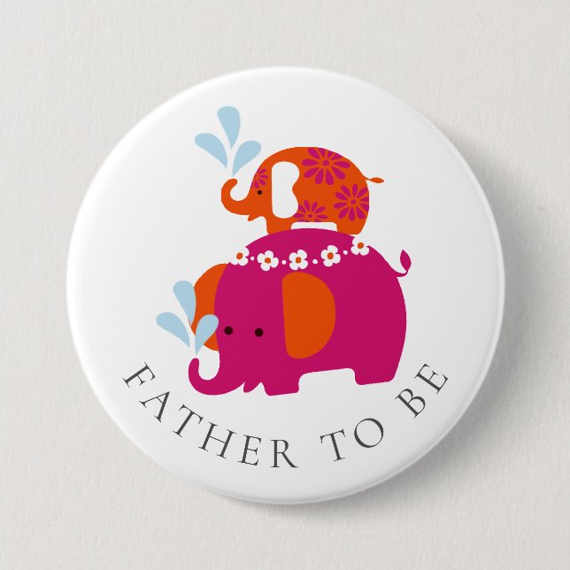 Mod Elephant Baby Shower Vater zu sein Button (Vorderseite)