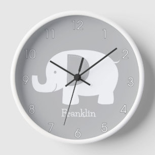 Mod Elephant Grau und Weiß Minimalistisches Kinder Uhr