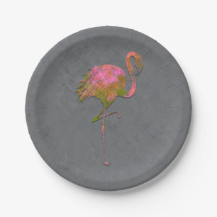 Mod Farbig Sommer Flamingo Schick Modern Grau Pappteller