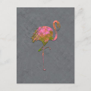 Mod Farbig Sommer Flamingo Schick Modern Grau Postkarte