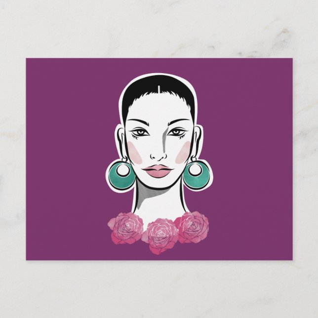 Mod Fleur 1960er-Frau Postkarte (Vorderseite)