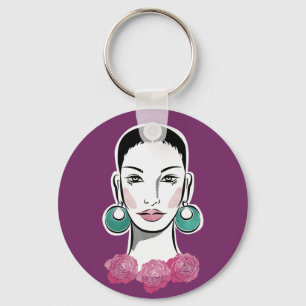 Mod Fleur 1960er-Frau Schlüsselanhänger