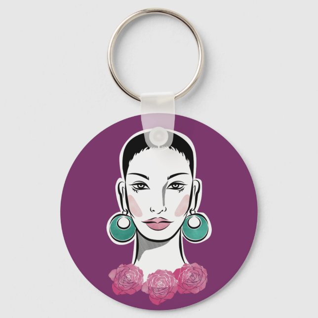 Mod Fleur 1960er-Frau Schlüsselanhänger (Vorderseite)