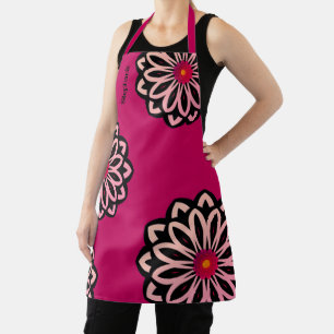 Mod Floral Fuschia Rosa Personalisiert Schürze
