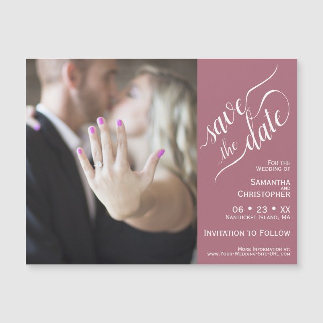Mod Foto Wedding Save the Date Dust Rose Magnet (Vorderseite)
