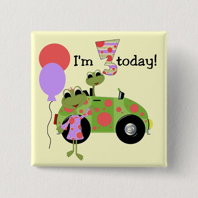 Mod Frogs 3rd Birthday Tshirts and Gifts Button (Vorderseite)