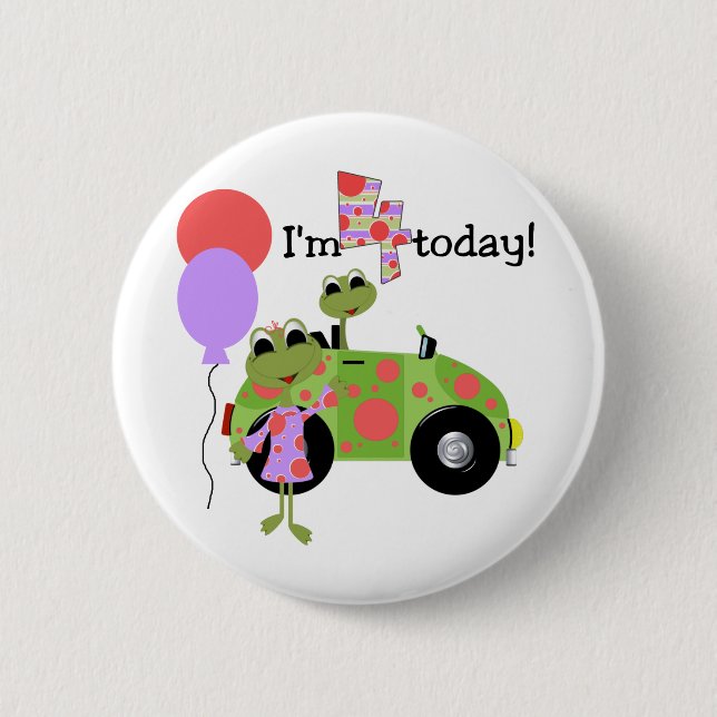 Mod Frogs 4th Birthday Tshirts und Geschenke Button (Vorderseite)
