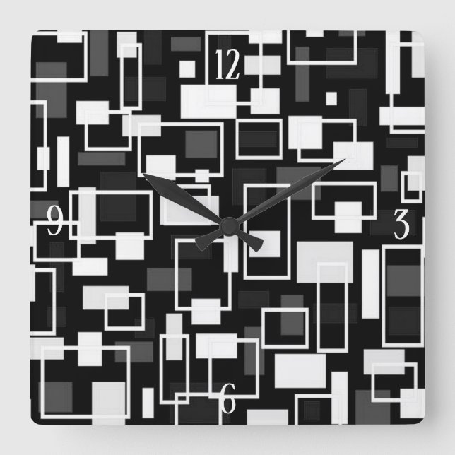 Mod Geometric Quadratische Wanduhr (Vorderseite)