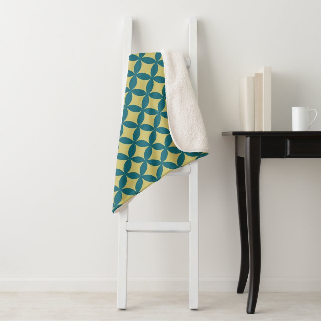 Mod Geometric Retro Modern Blue Green Mitte des Ja Sherpadecke (Beispiel)
