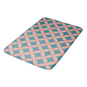 Mod Geometric Retro Modern Blue Peach aus dem Mitt Badematte