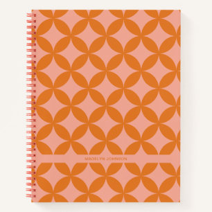 Mod Geometric Retro Modernes Orange Sun Mitte des Notizbuch