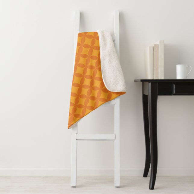 Mod Geometric Retro Modernes Orange Sun Mitte des  Sherpadecke (Beispiel)