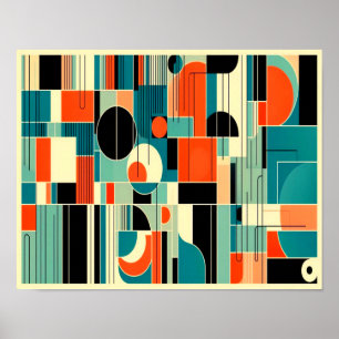 Mod Geometrisch Mitte des Jahrhunderts Abstrakt Poster