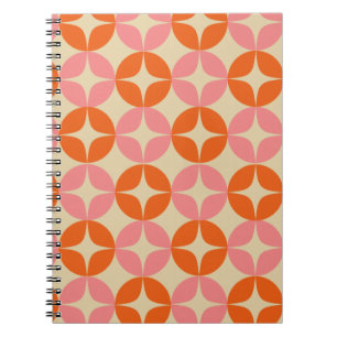 Mod Geometrisches Muster in Rosa und Orange Mitte Notizblock