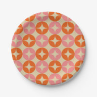 Mod Geometrisches Muster in Rosa und Orange Mitte