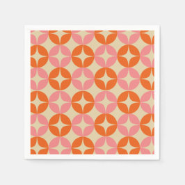 Mod Geometrisches Muster in Rosa und Orange Mitte Serviette