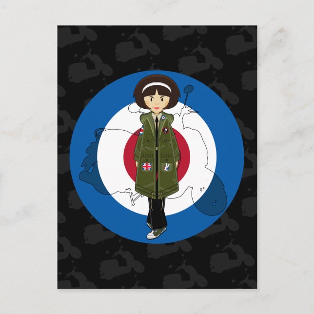 Mod Girl aus den 60er Jahren Postkarte (Vorderseite)