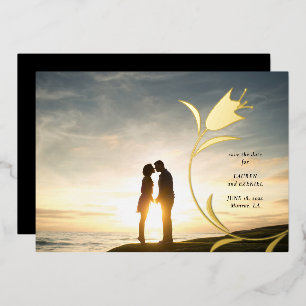 MOD GOLD TULIP HOCHZEIT SAVE THE DATE FOLIENEINLADUNG