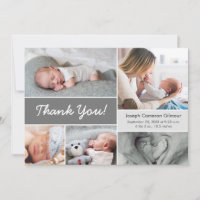 Mod Gray Custom Foto Collage Baby Boy Birth